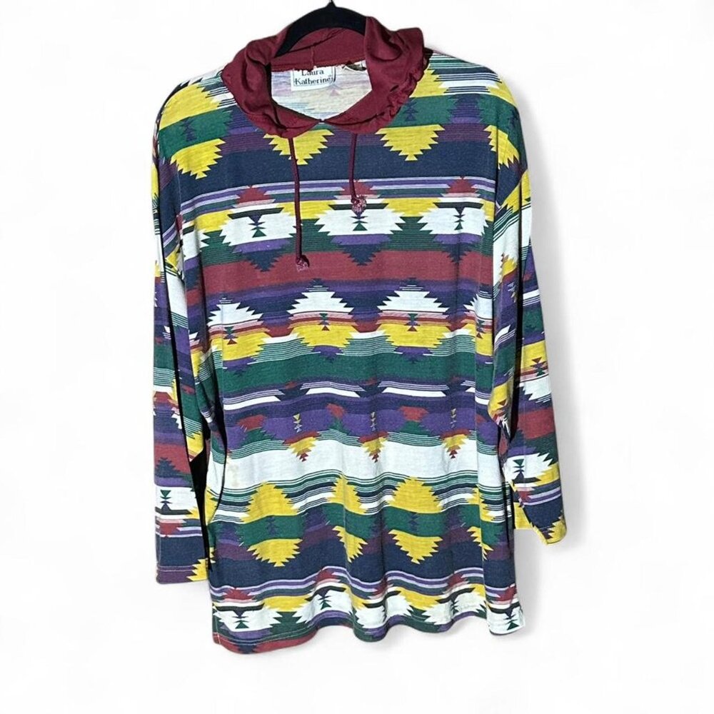 Vintage 90s Aztec Hoodie Size  22 / 2X Laura Katherine
